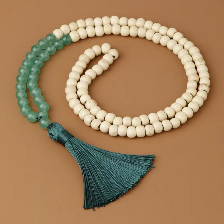 Natural Stone and Wood Beaded Tassel Necklace - 2 Colors - Lolo Viv Boutique