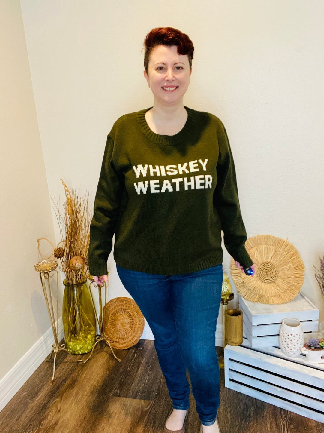 Olive Whiskey Weather Sweater - Lolo Viv Boutique