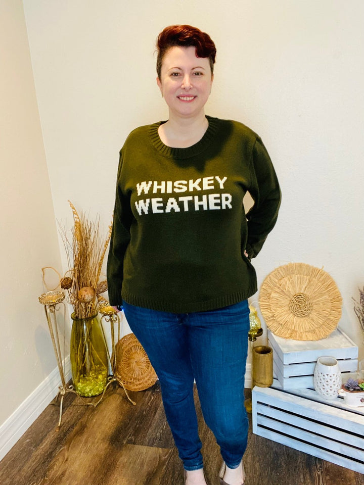 Olive Whiskey Weather Sweater - Lolo Viv Boutique