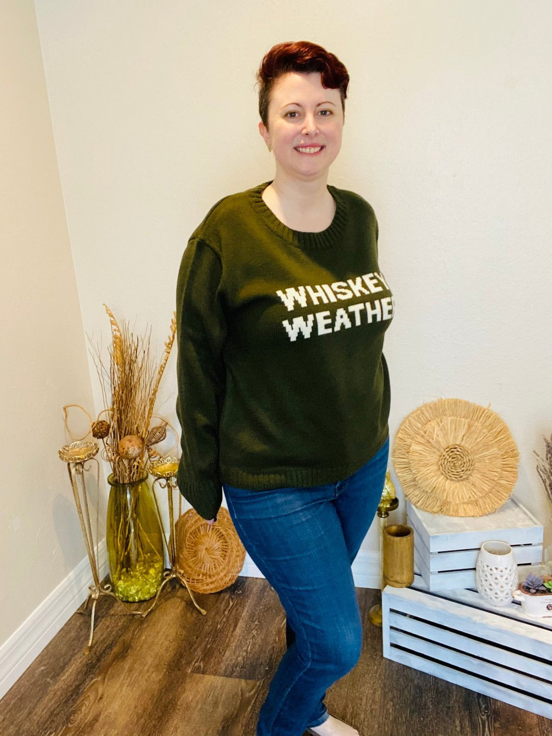 Olive Whiskey Weather Sweater - Lolo Viv Boutique