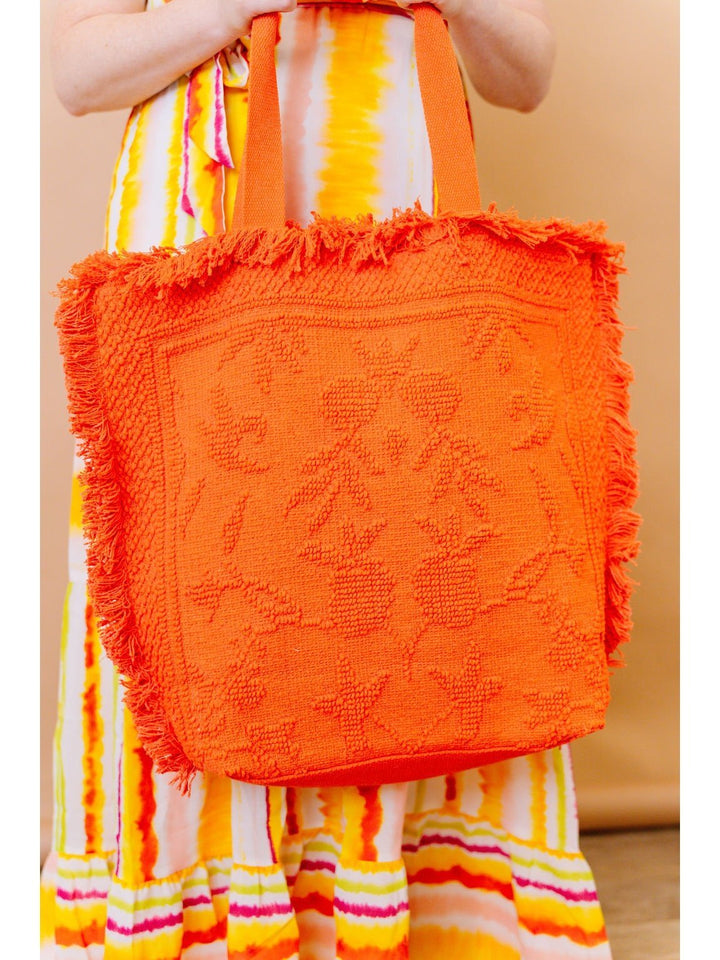 Orange Artisanal Tapestry Fabric Tote - Lolo Viv Boutique