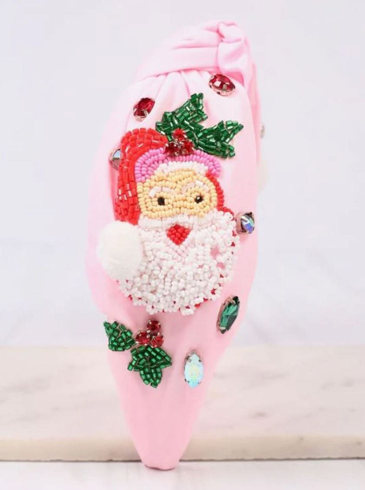 Pink Beaded Santa Headband - Lolo Viv Boutique