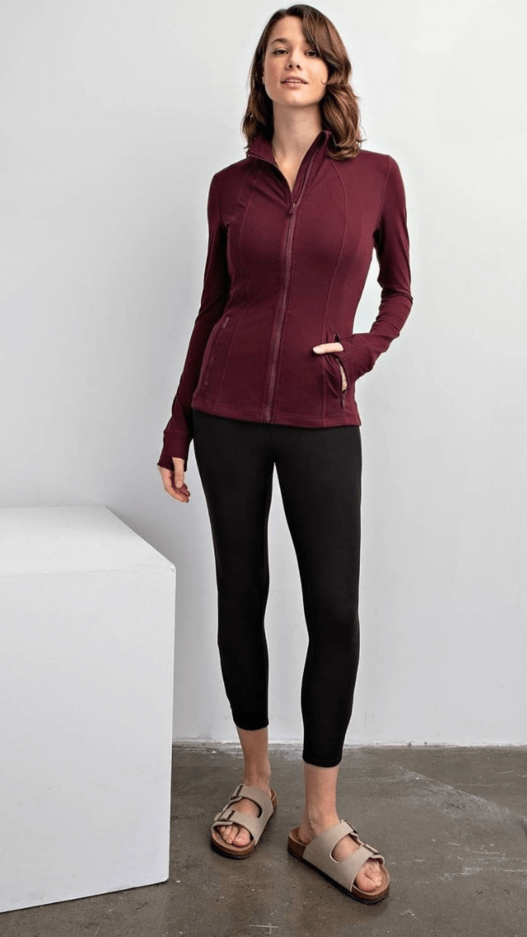 *PREORDER* Athletic Zip Up Jacket in Cassis - Curvy - Lolo Viv Boutique