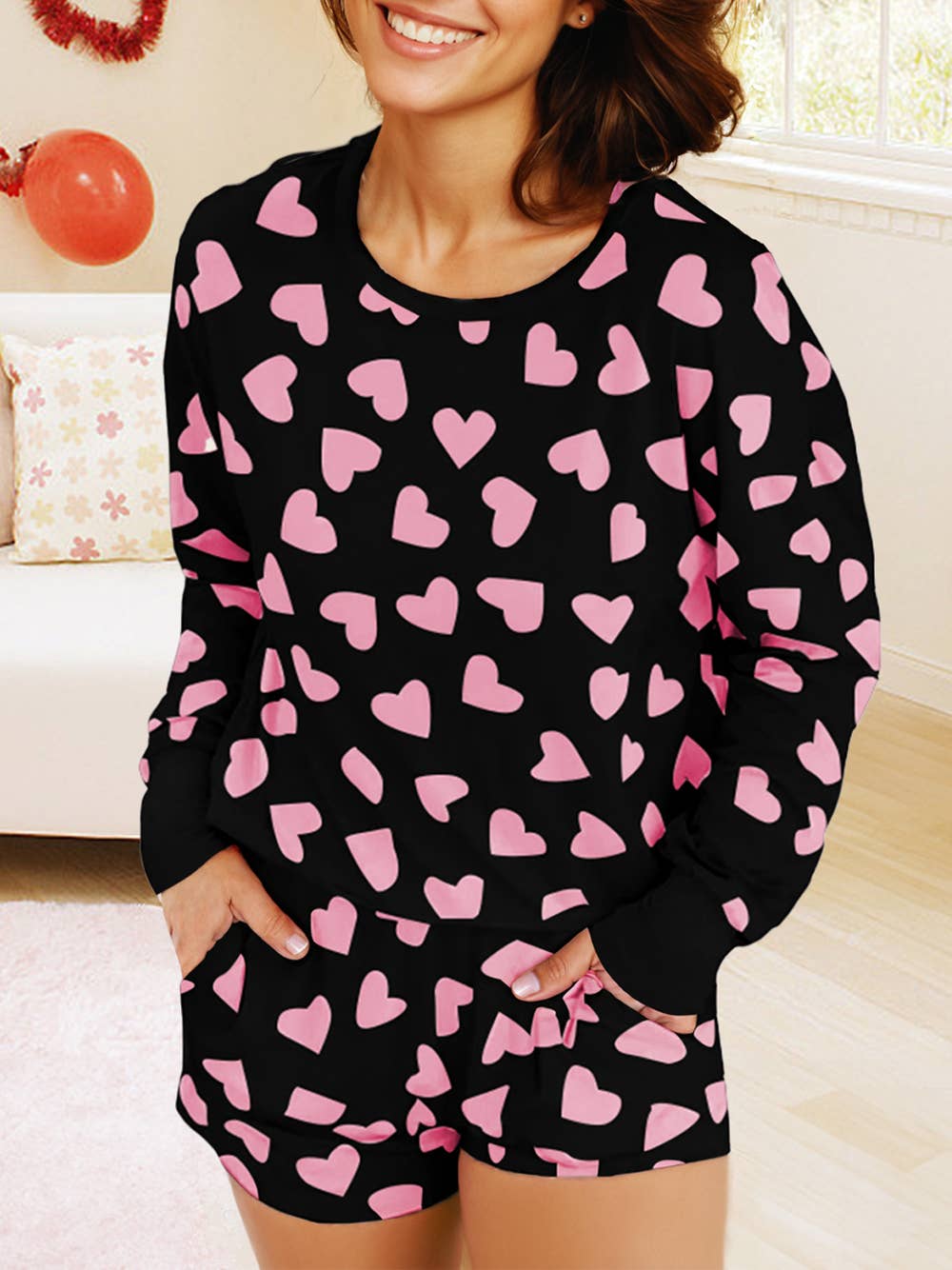 *PREORDER* Valentine Heart Print Lounge Set - Reg & Curvy - Lolo Viv Boutique