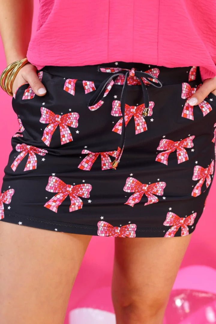 Pretty in Pink Bow Print Skort - Reg & Curvy - Lolo Viv Boutique