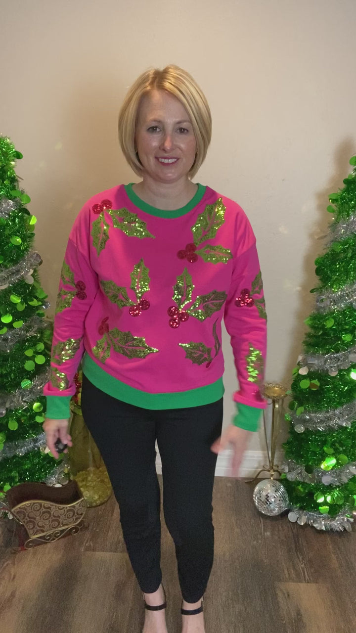 Sequined Mistletoe Sweater