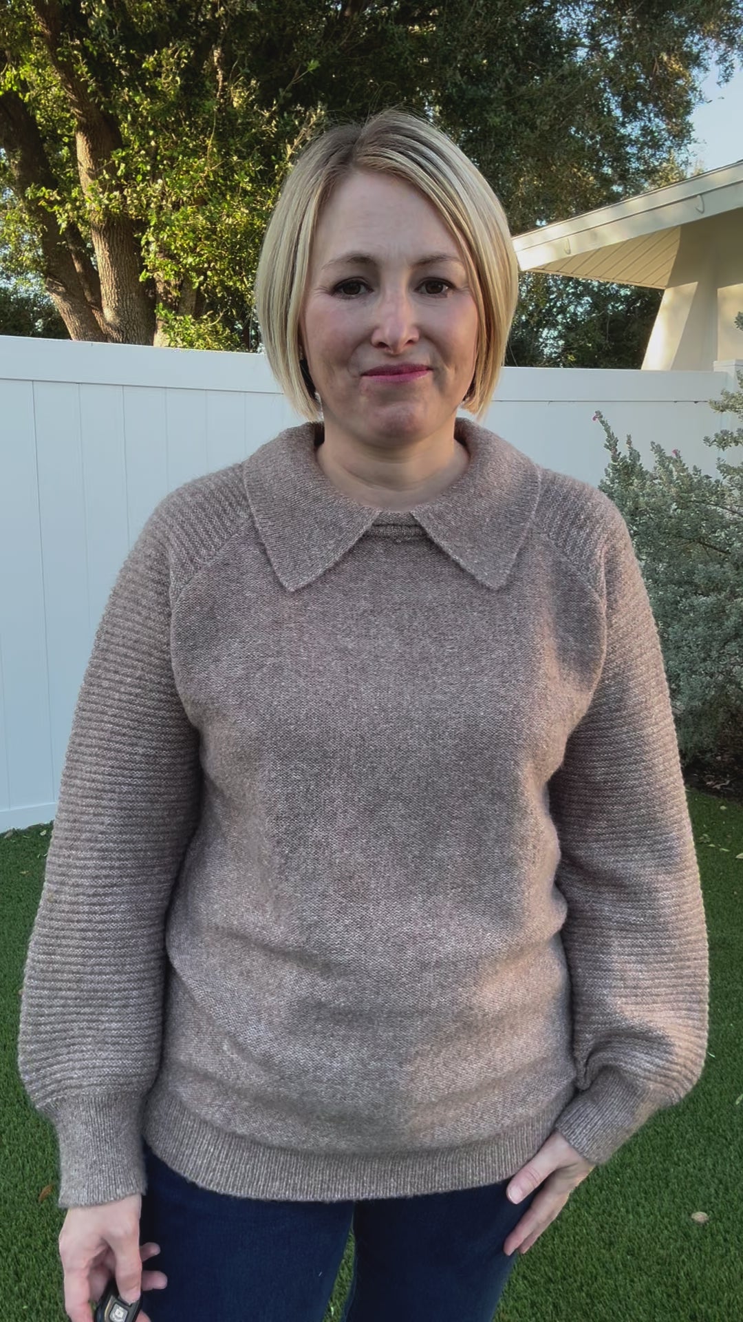 Taupe Peter Pan Collared Sweater