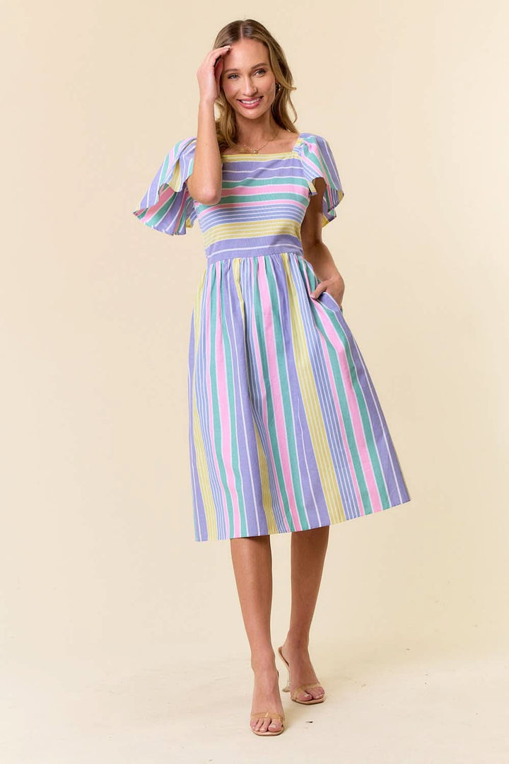 Rainbows Multi - Stripe Midi Dress - Reg & Curvy - Lolo Viv Boutique