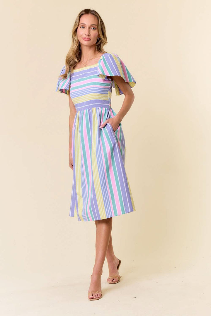 Rainbows Multi - Stripe Midi Dress - Reg & Curvy - Lolo Viv Boutique