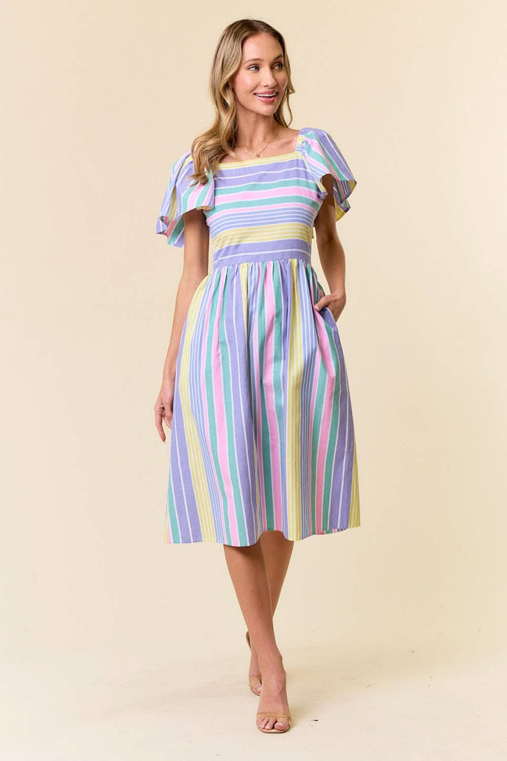 Rainbows Multi - Stripe Midi Dress - Reg & Curvy - Lolo Viv Boutique