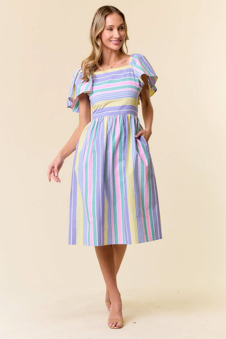 Rainbows Multi - Stripe Midi Dress - Reg & Curvy - Lolo Viv Boutique