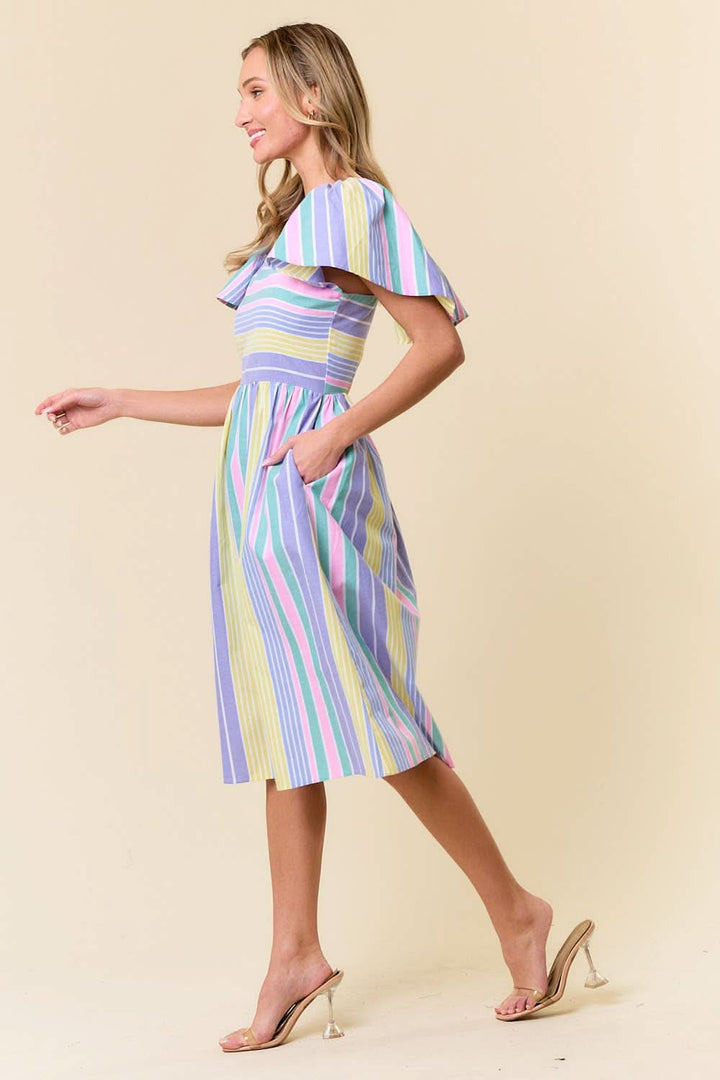 Rainbows Multi - Stripe Midi Dress - Reg & Curvy - Lolo Viv Boutique