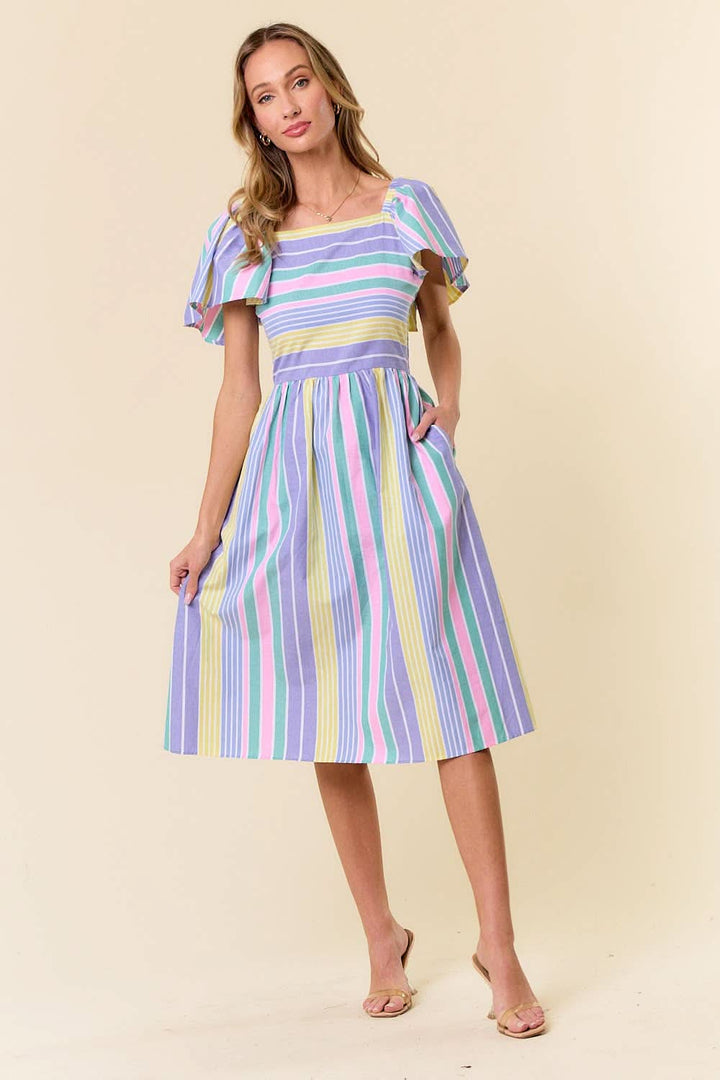 Rainbows Multi - Stripe Midi Dress - Reg & Curvy - Lolo Viv Boutique