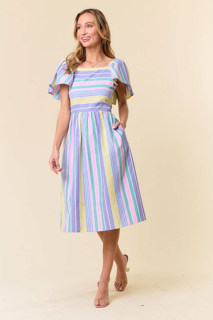 Rainbows Multi - Stripe Midi Dress - Reg & Curvy - Lolo Viv Boutique