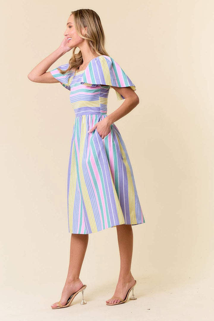 Rainbows Multi - Stripe Midi Dress - Reg & Curvy - Lolo Viv Boutique