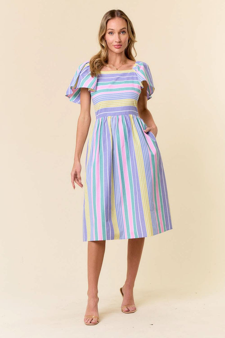 Rainbows Multi - Stripe Midi Dress - Reg & Curvy - Lolo Viv Boutique