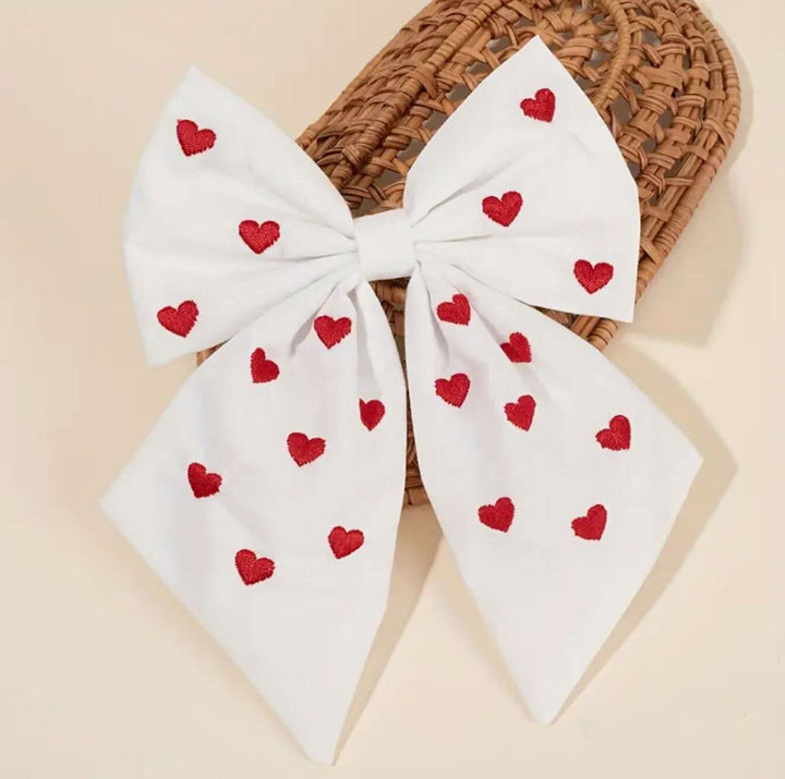 Red Heart Hair Bow - Lolo Viv Boutique