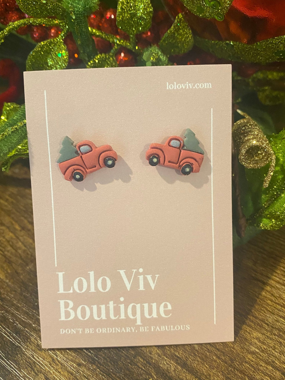 Red Truck & Christmas Tree Earrings - Lolo Viv Boutique