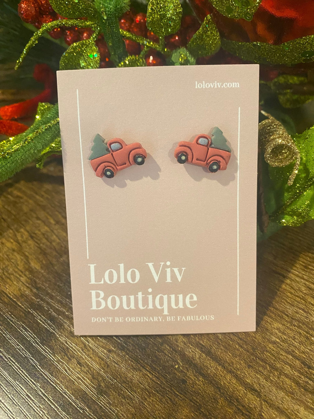 Red Truck & Christmas Tree Earrings - Lolo Viv Boutique