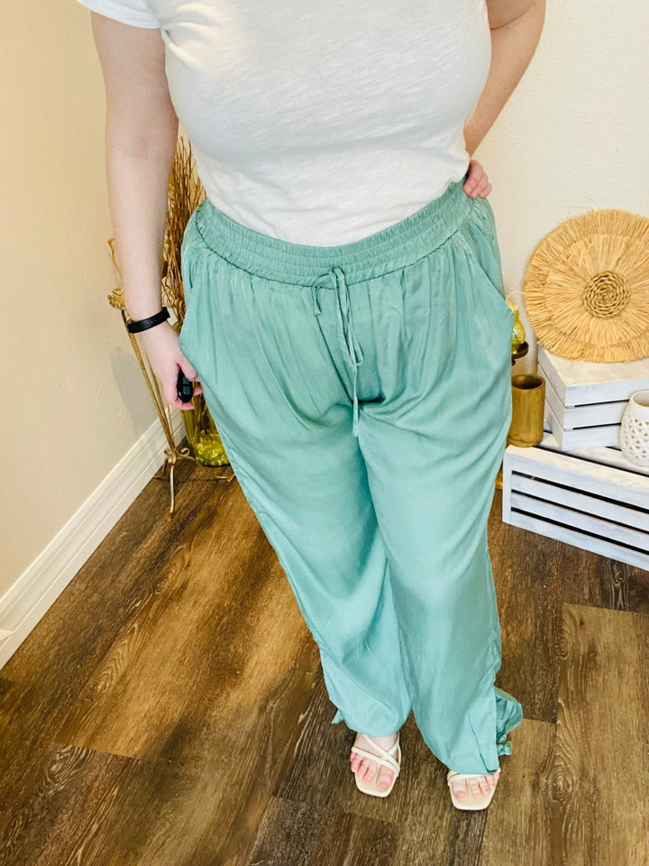 Sage Tie Bottom Pants - Curvy - Lolo Viv Boutique