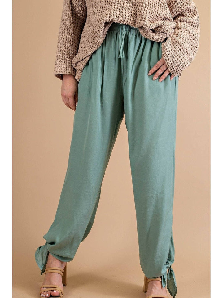 Sage Tie Bottom Pants - Curvy - Lolo Viv Boutique