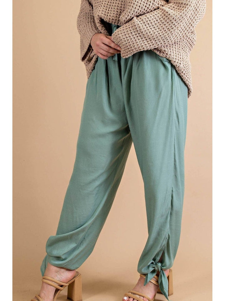 Sage Tie Bottom Pants - Curvy - Lolo Viv Boutique