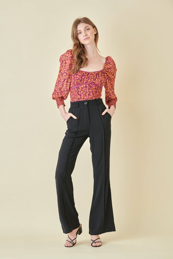 Semi Flared Pinstripe Dressy Pants - Lolo Viv Boutique