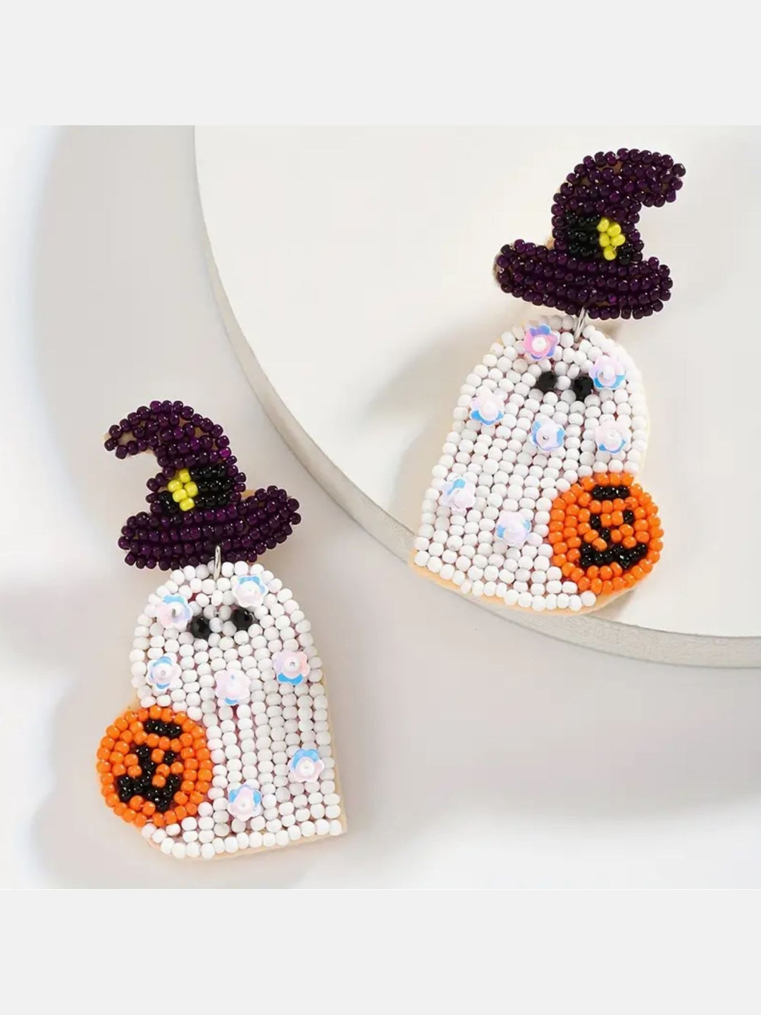 Sequined and Beaded Ghost Earrings - Lolo Viv Boutique