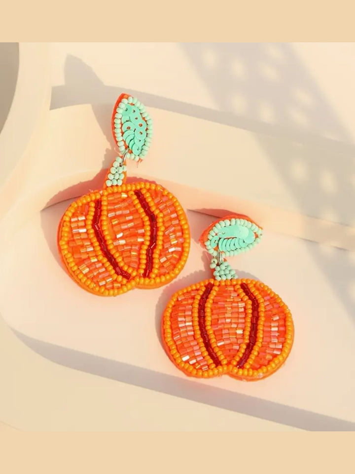 Sequined & Beaded Pumpkin Earrings - Lolo Viv Boutique