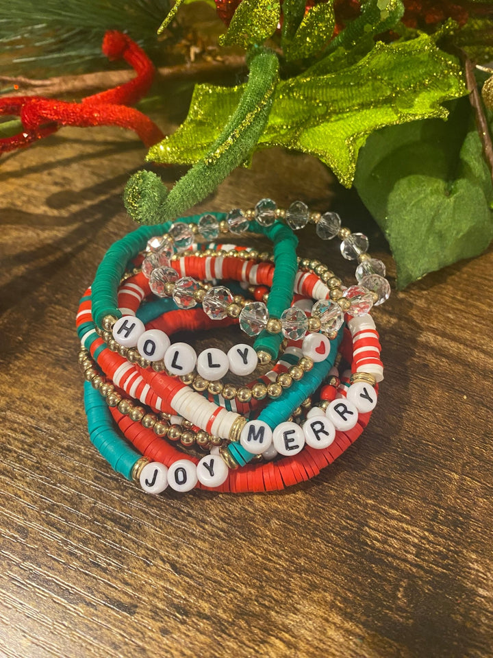 Set of 10 Stackable Christmas Bracelets - Lolo Viv Boutique