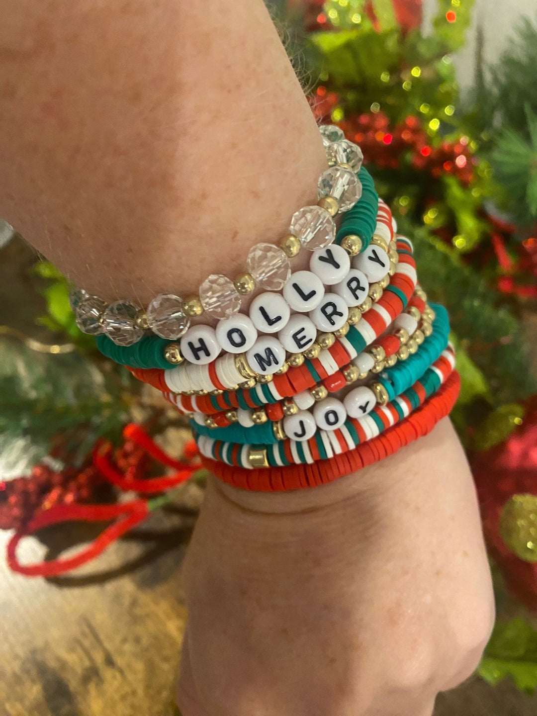 Set of 10 Stackable Christmas Bracelets - Lolo Viv Boutique