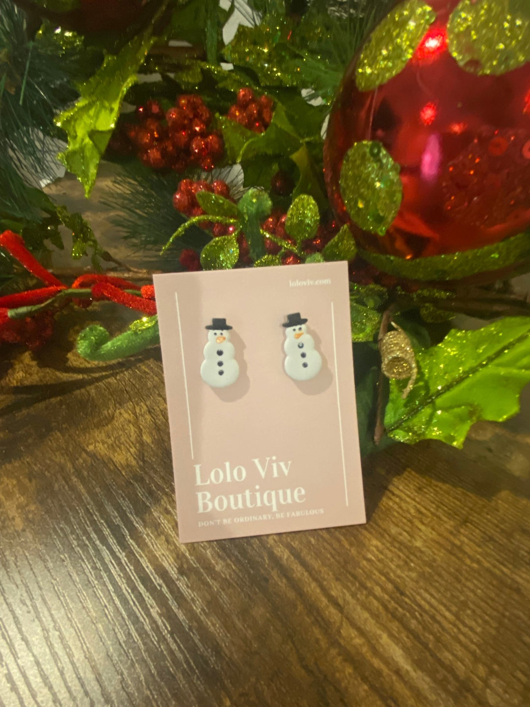 Snowman Earrings with Top Hat - Lolo Viv Boutique