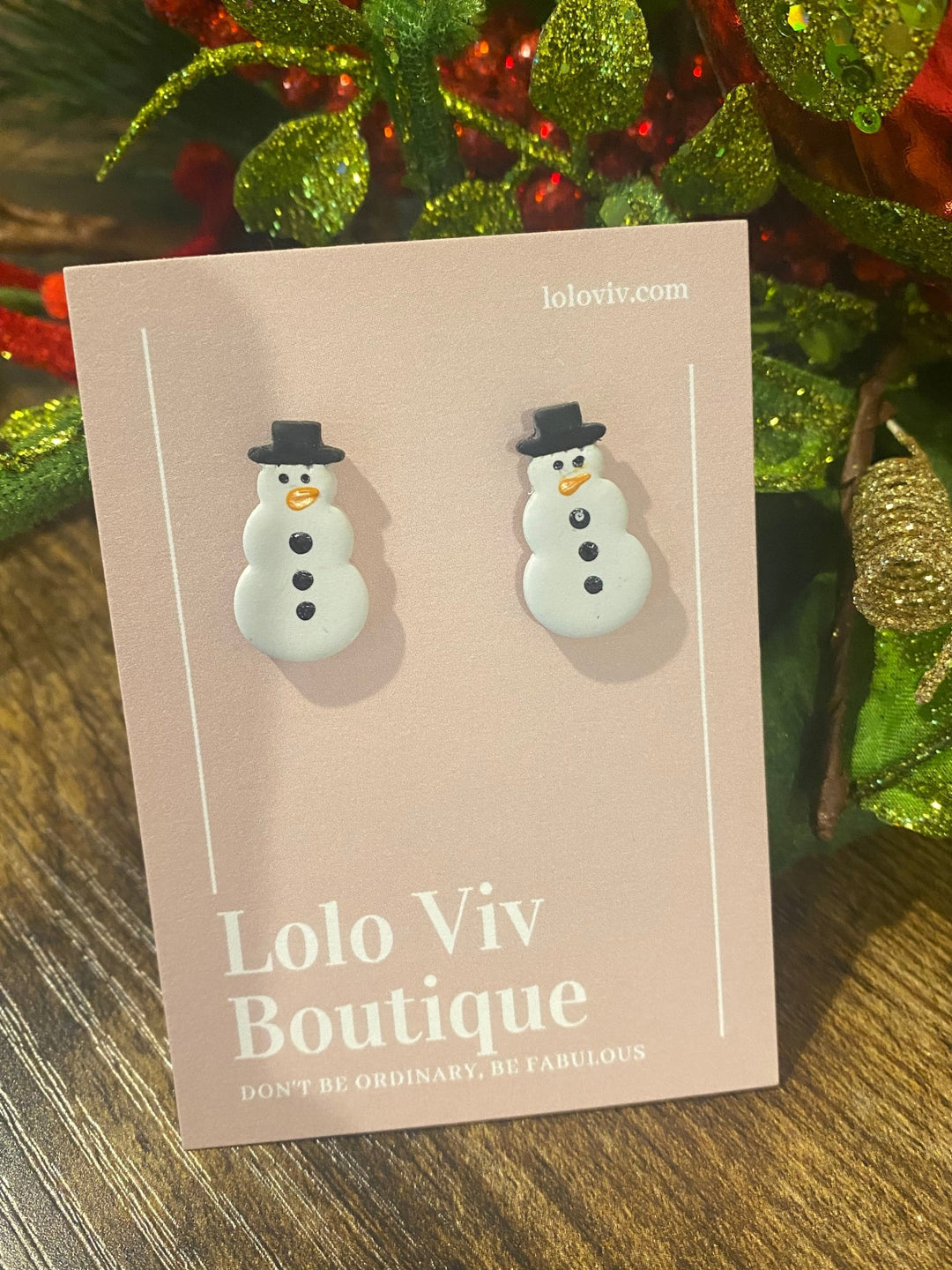 Snowman Earrings with Top Hat - Lolo Viv Boutique