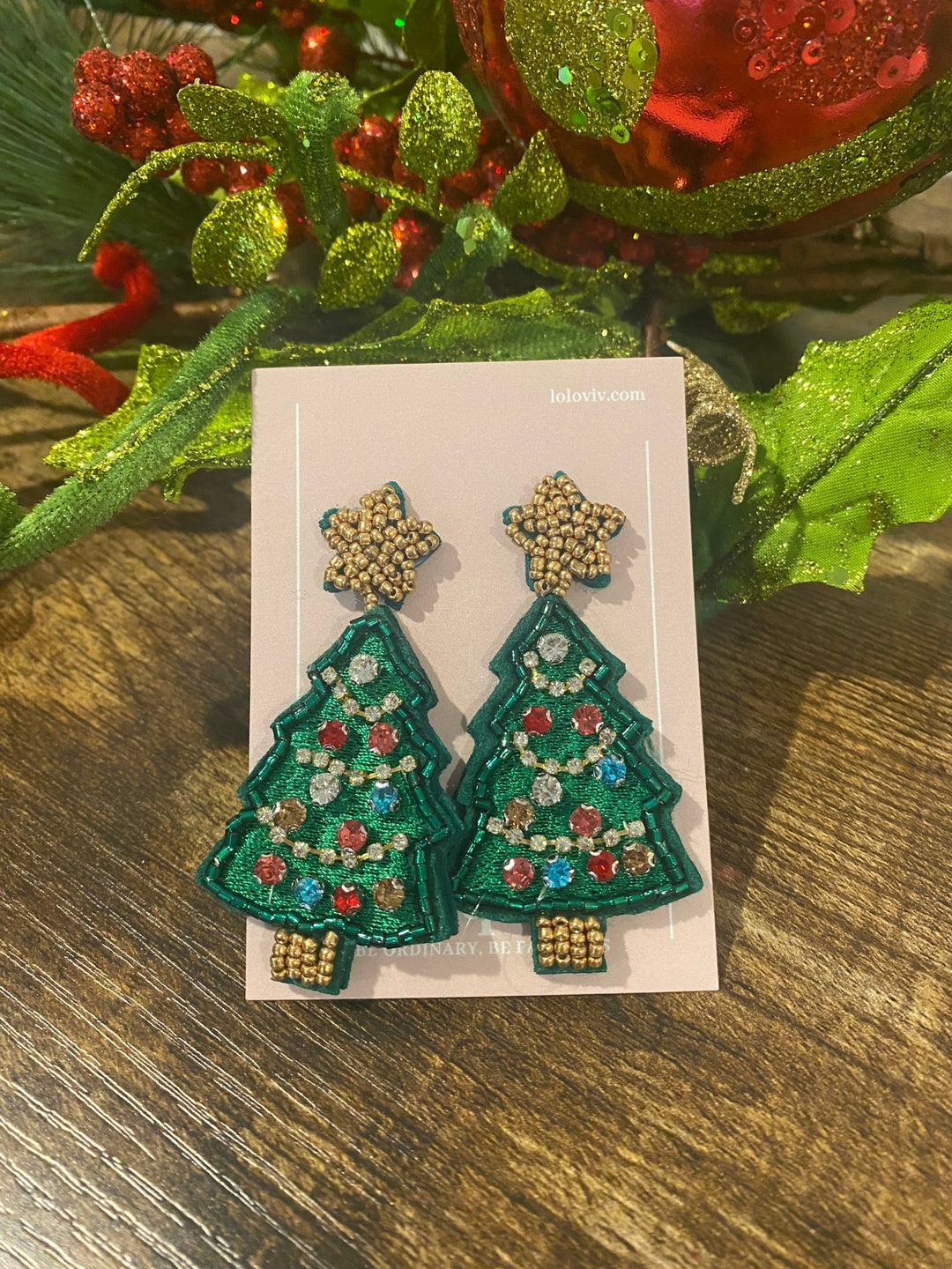 Sparkly Dangle Christmas Tree Earrings - Lolo Viv Boutique