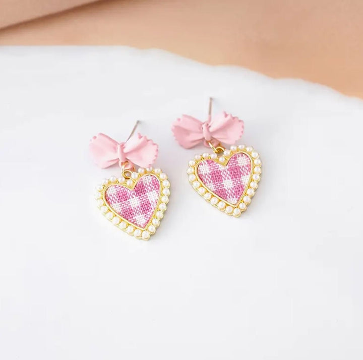 Sweetheart Pink Gingham Earrings - Lolo Viv Boutique