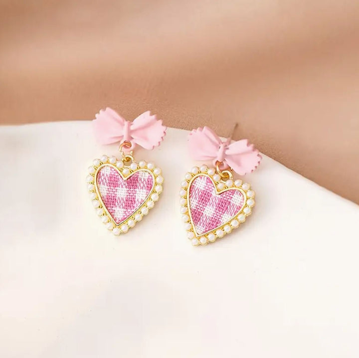 Sweetheart Pink Gingham Earrings - Lolo Viv Boutique