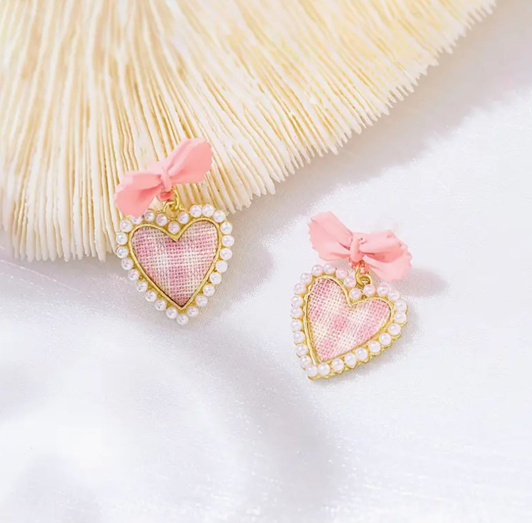 Sweetheart Pink Gingham Earrings - Lolo Viv Boutique