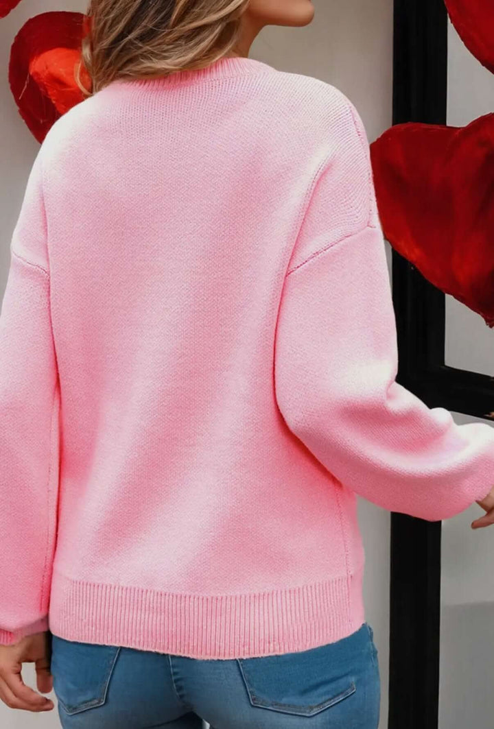 Valentine's Pink Bow Sweater - Reg & Curvy - Lolo Viv Boutique