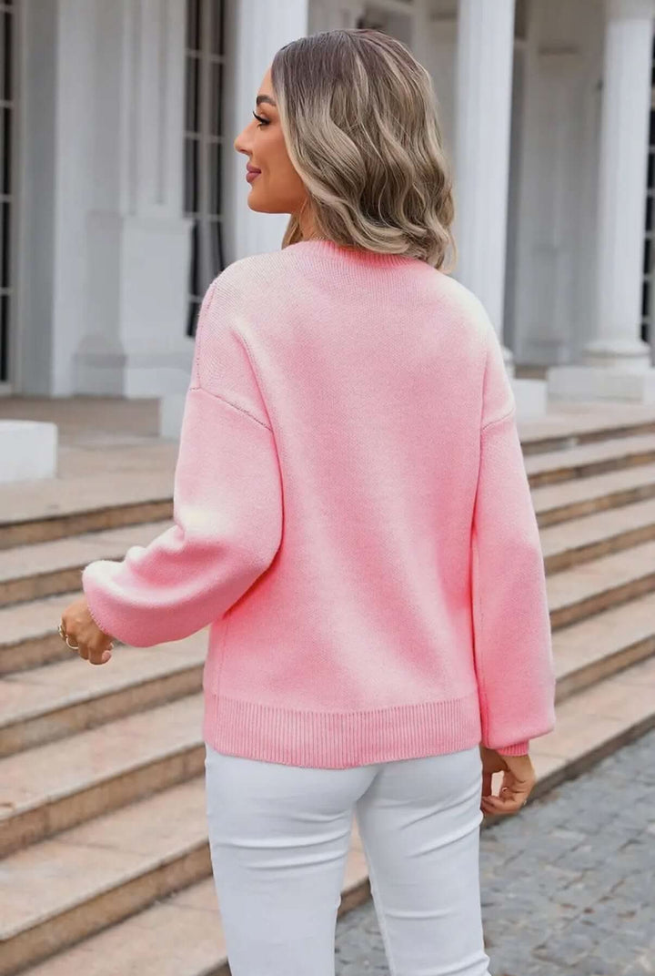 Valentine's Pink Bow Sweater - Reg & Curvy - Lolo Viv Boutique