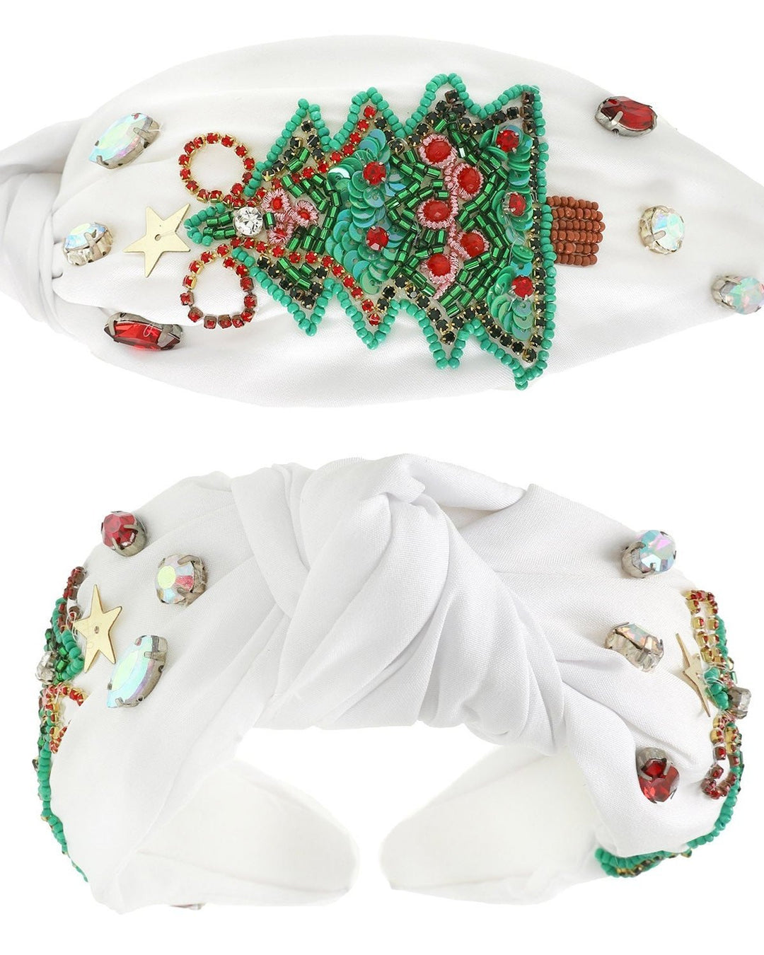 White Beaded Christmas Tree Headband - Lolo Viv Boutique