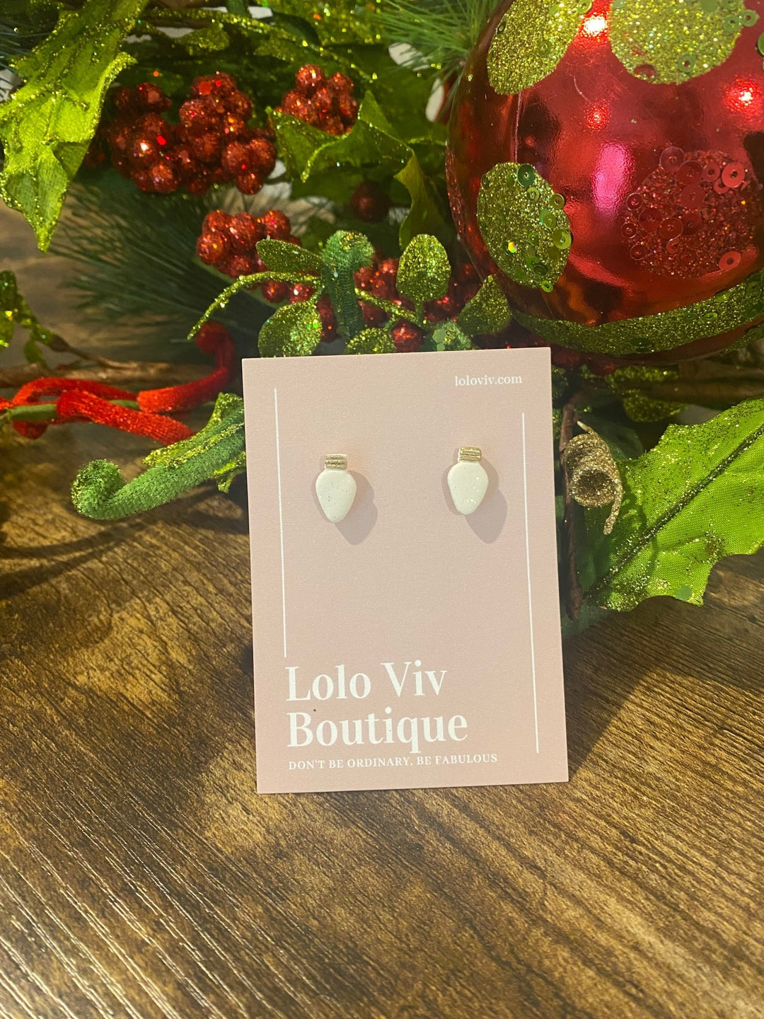 White Christmas Light Bulb Earrings - Lolo Viv Boutique