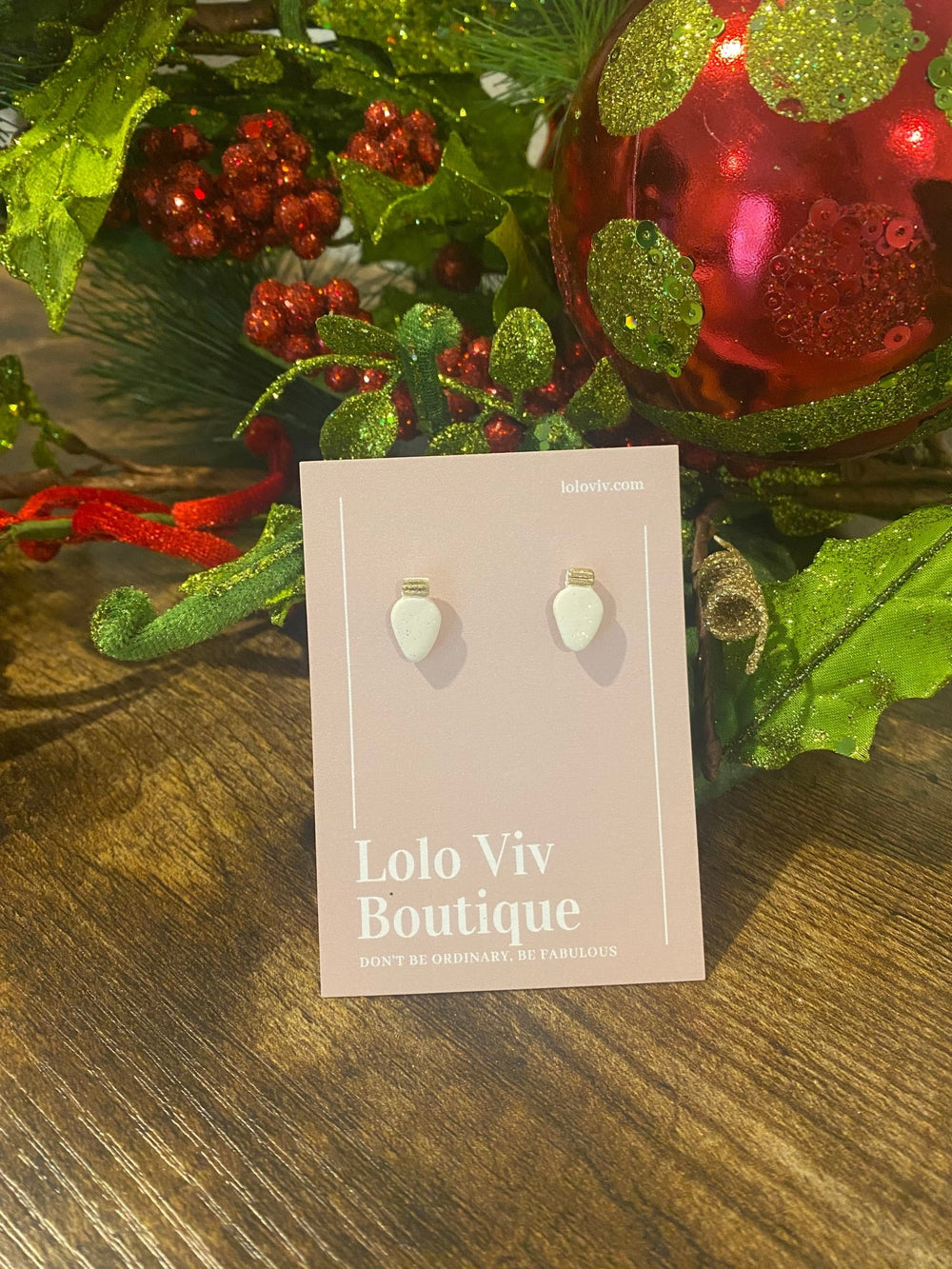 White Christmas Light Bulb Earrings - Lolo Viv Boutique