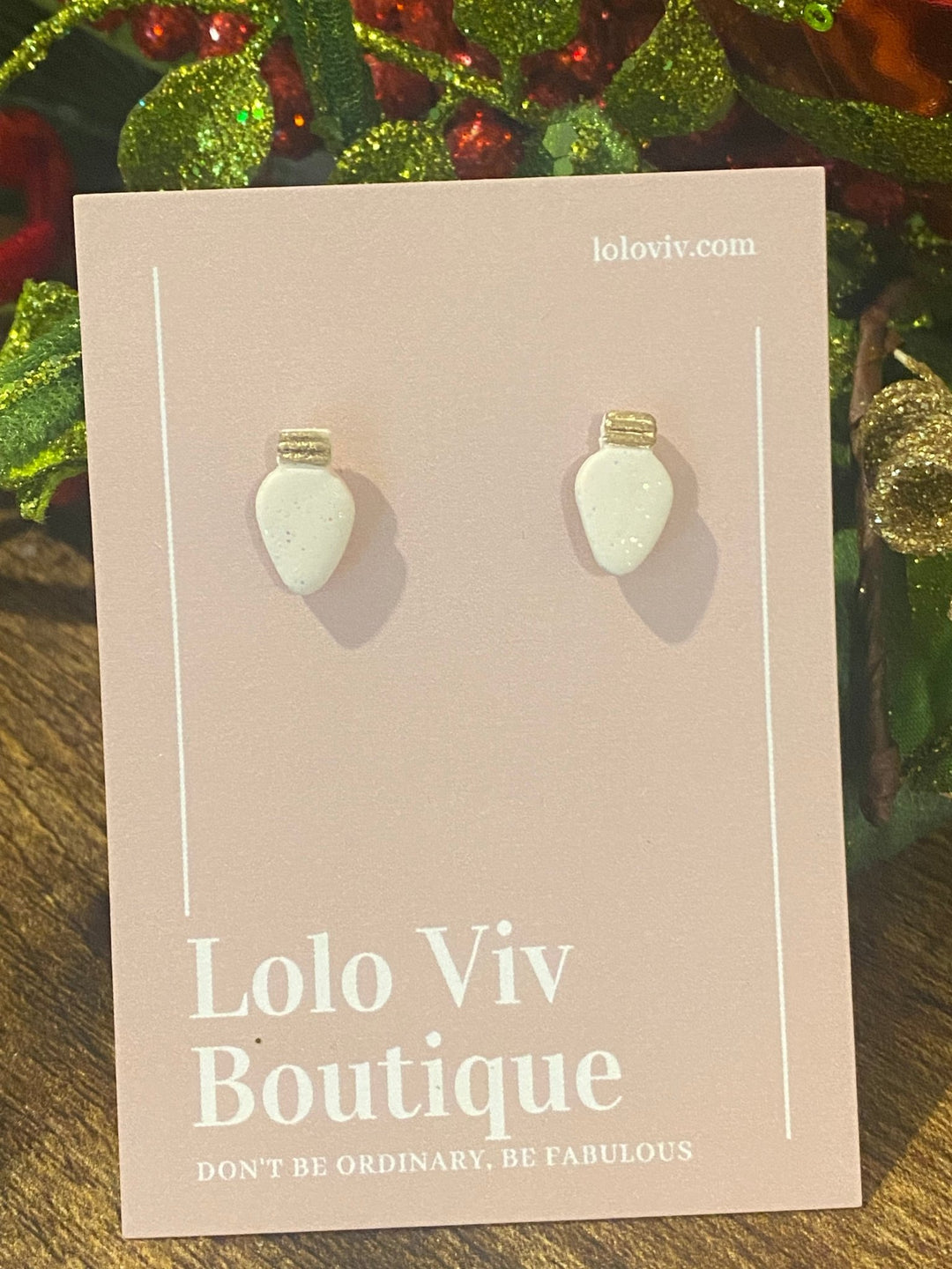 White Christmas Light Bulb Earrings - Lolo Viv Boutique