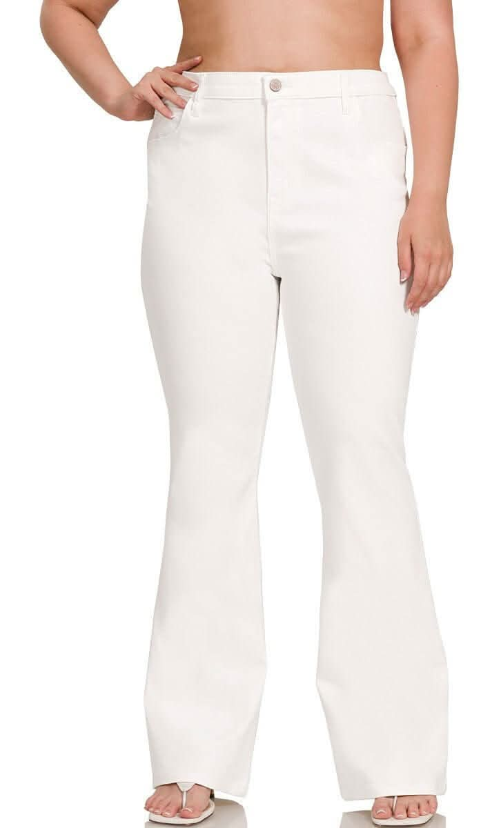 White Denim Bootcut Jeans - Reg & Curvy - Lolo Viv Boutique