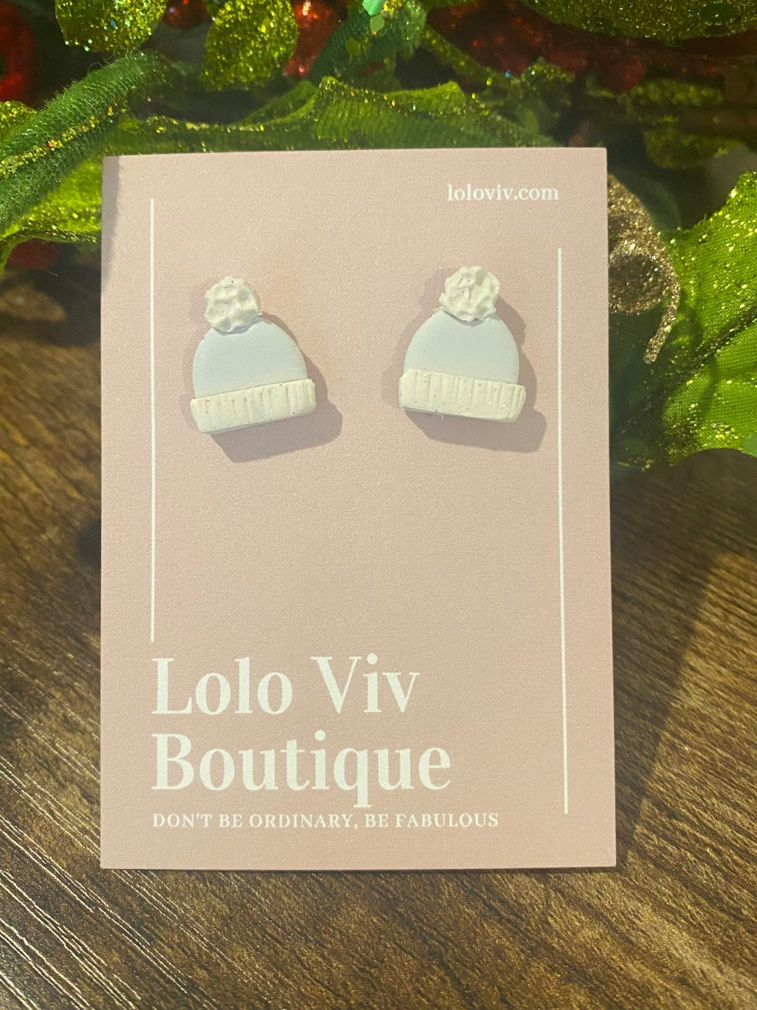 Winter Hat Earrings with Glitter - Lolo Viv Boutique