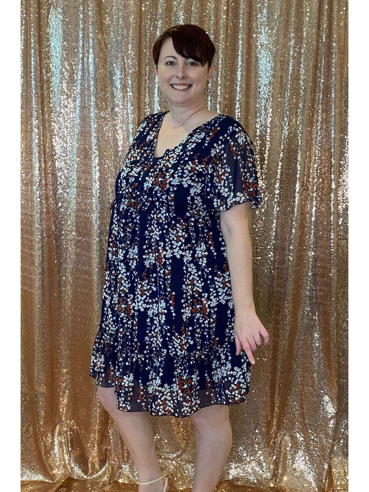 Navy Blooms Dress Reg & Curvy