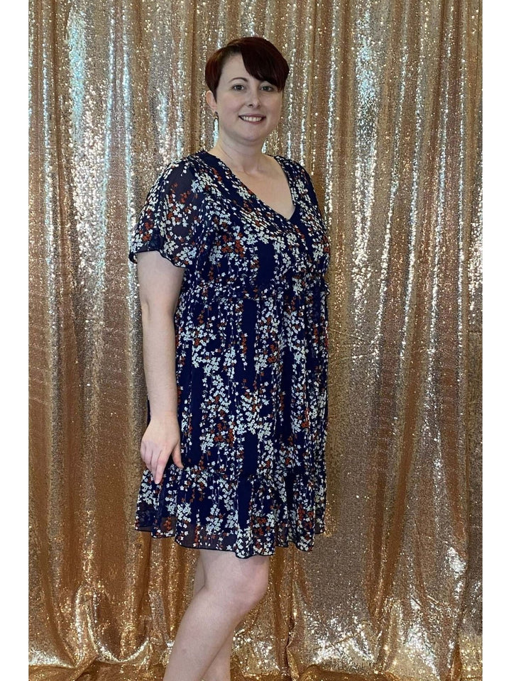 Navy Blooms Dress Reg & Curvy